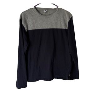 Gap Factory Long Sleeve Colorblock Navy and Grey Shirt EUC